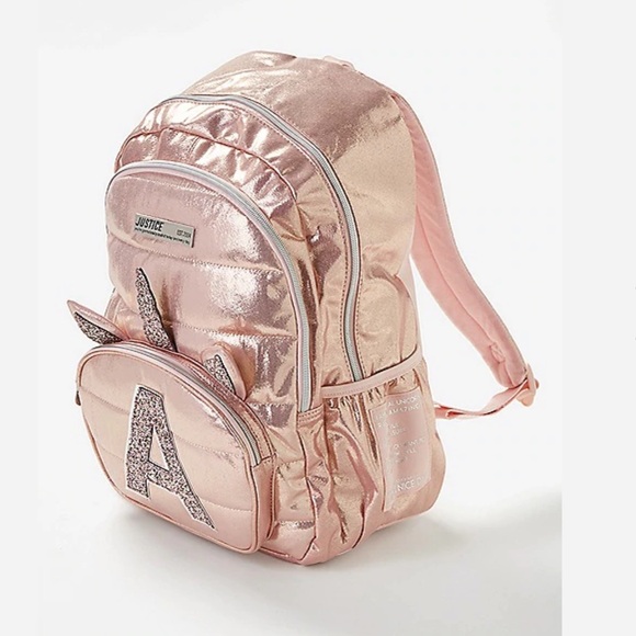 Rose Gold Quilted Unicorn Initial  Backpack “S” - Picture 9 of 11